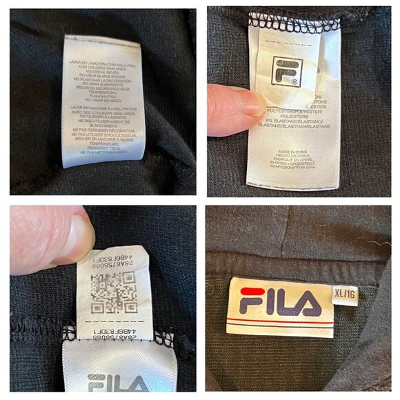 Fila Womens Y2K 00s Hoodie Velvet Ribbed Gold Embroidery Pull Over Black - Picture 11 of 14